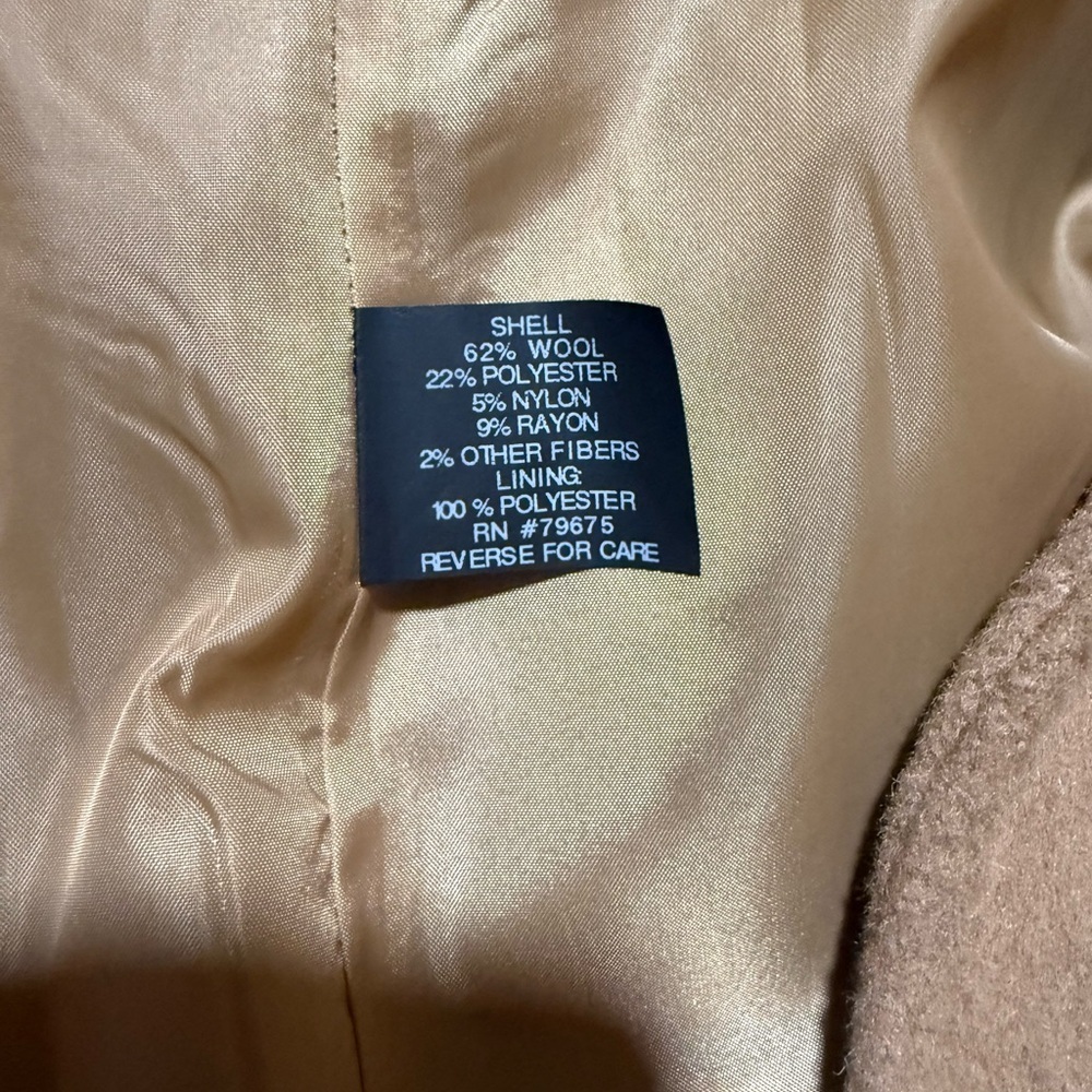 Michael Kors Camel Coat Wool Blend Classic Silhouette Lined Pockets Size Large - Picture 9 of 9